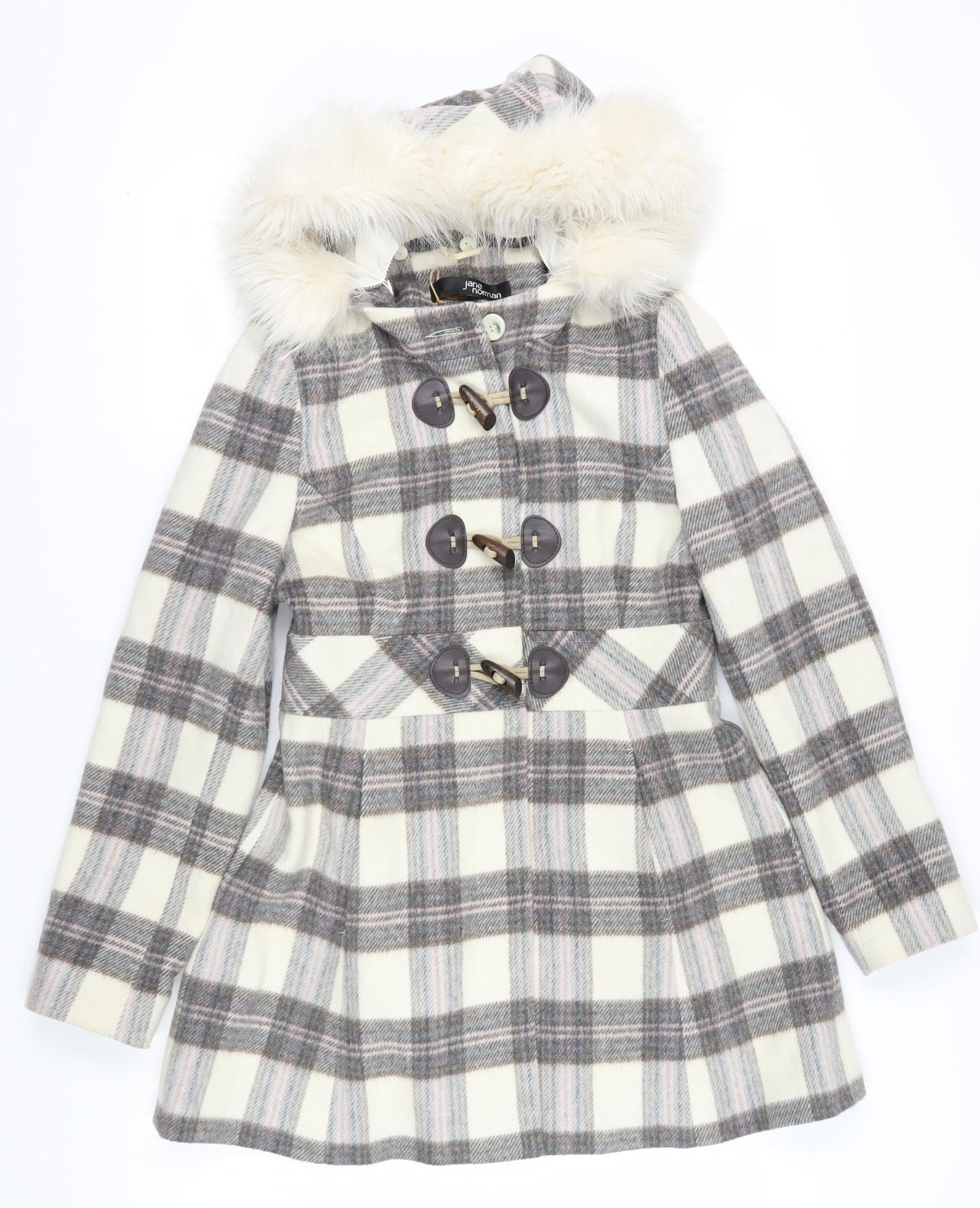 Jane Norman Multicoloured Plaid Wool Blend Coat 12