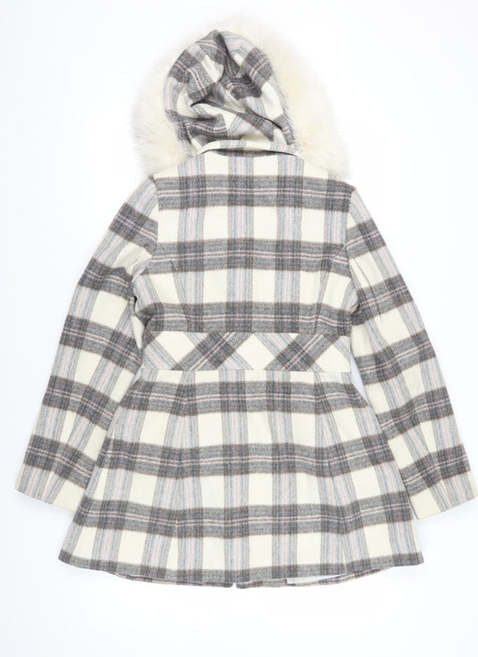Jane Norman Multicoloured Plaid Wool Blend Coat 12