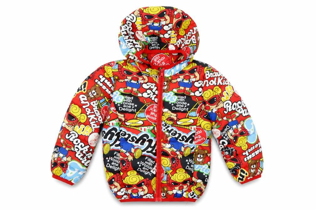 Kids Multicoloured Cartoon Puffer Jacket - 110cm