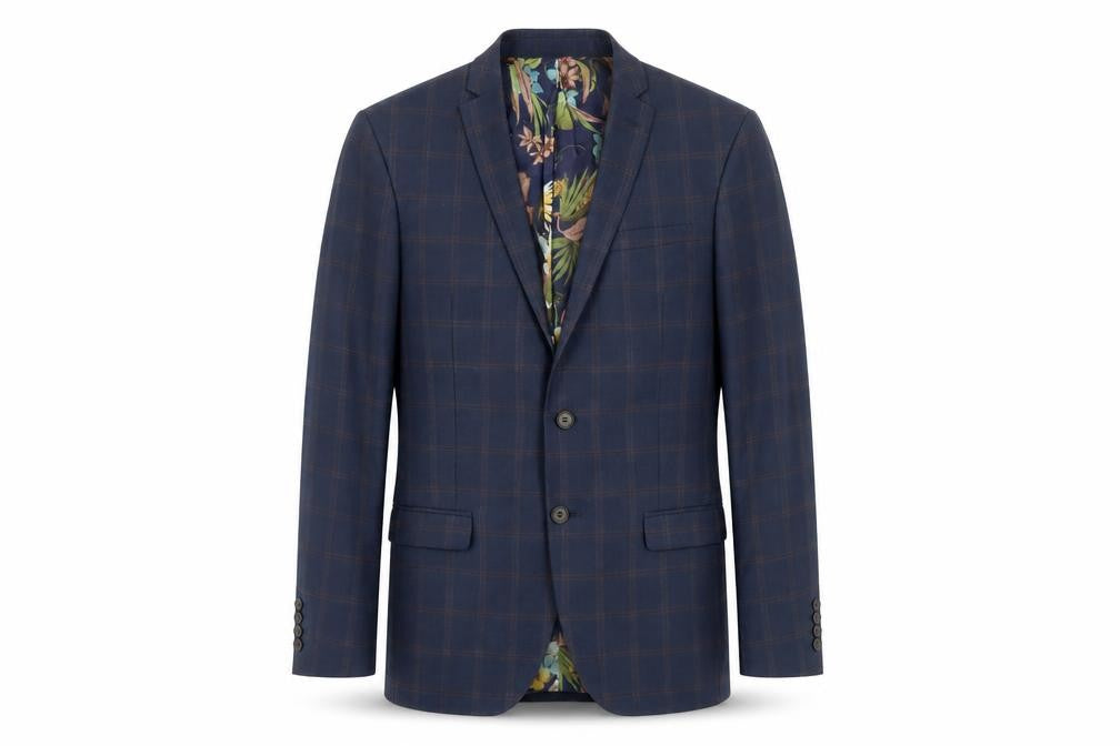 Front view of Alexandre of England Blue Check Blazer 38 Regular