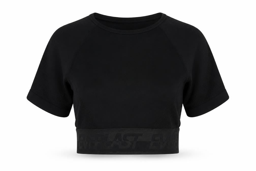 Front view of Everlast Black Cropped Gym T-Shirt UK 8 Short Sleeve