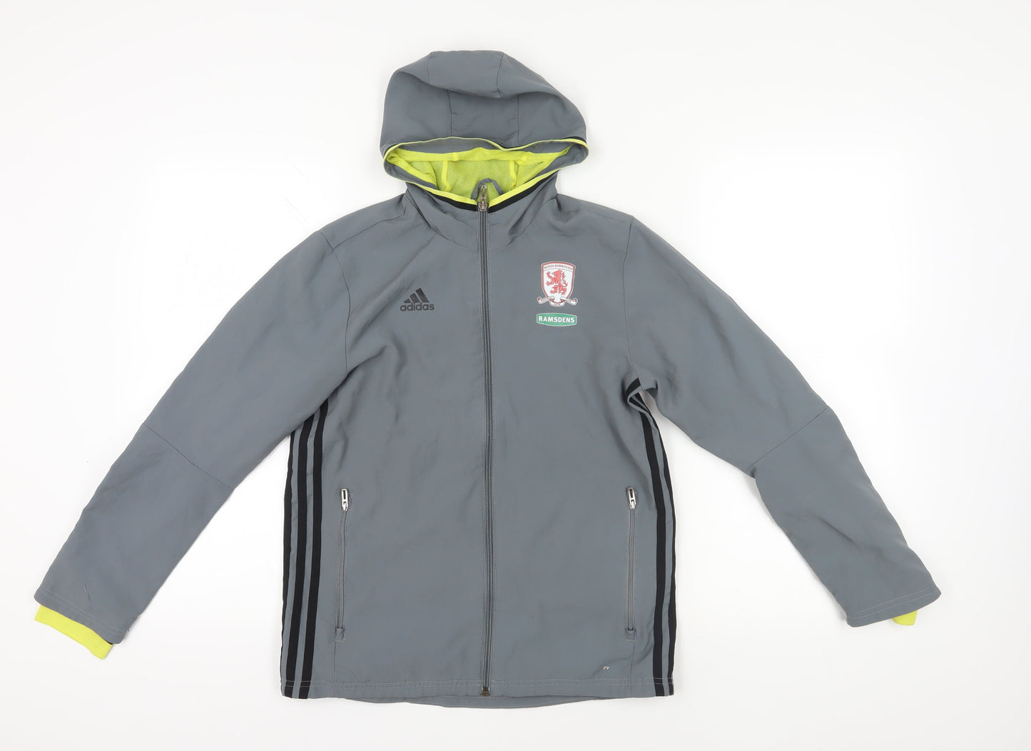Adidas Grey Boys Hooded Jacket 13-14 Years