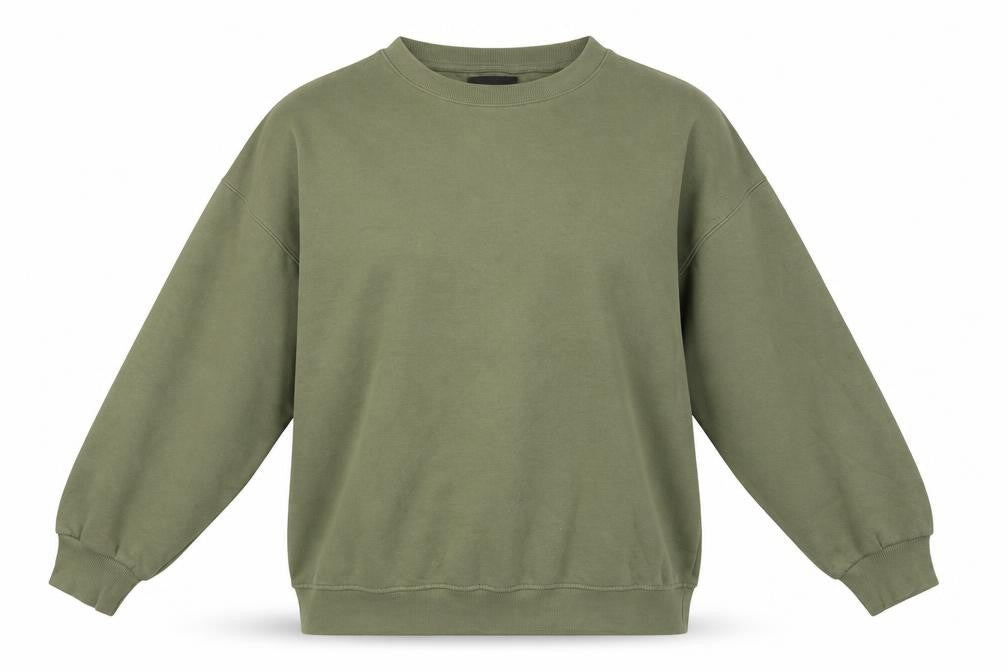 Front view of Pieces Green Oversized Crew Neck Sweatshirt - Medium