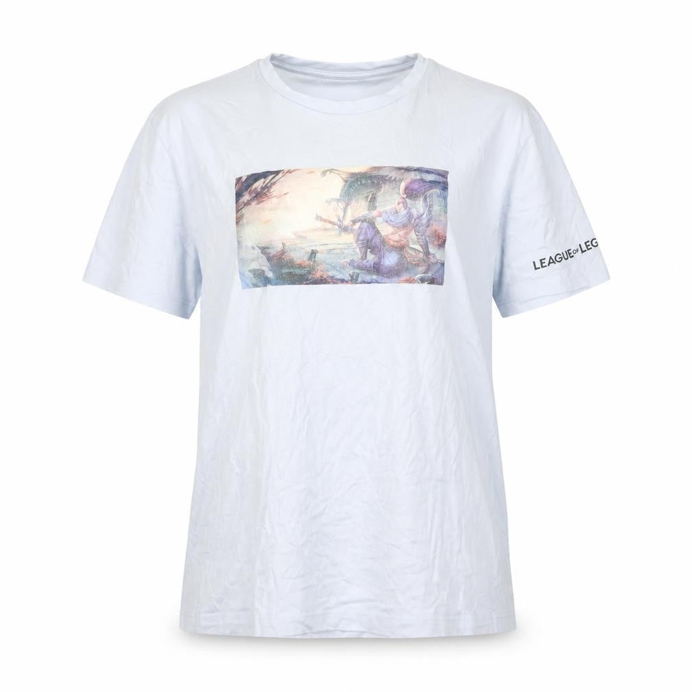 Womens UK Size M League of Legends Blue Cotton T-Shirt