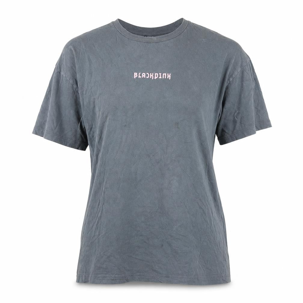 Blackpink Womens Grey Cotton Basic T-Shirt Size S Round Neck