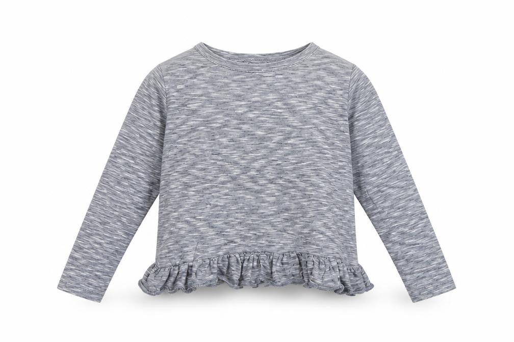 Front view of Next girls’ blue cotton basic t-shirt, size 7, years round neck pullover