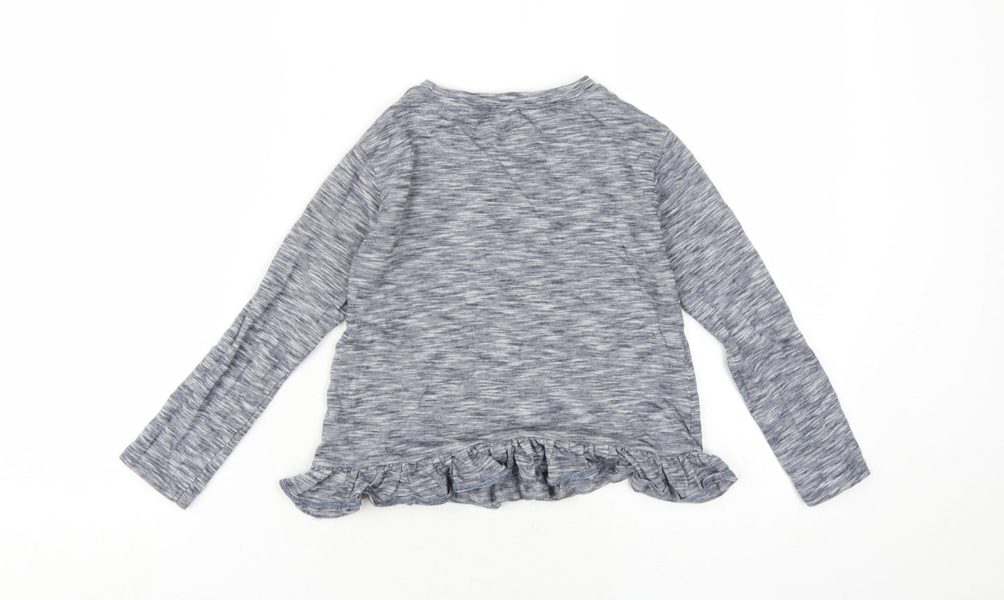 NEXT Girls Blue Cotton Basic T-Shirt Size 7 Years Round Neck Pullover