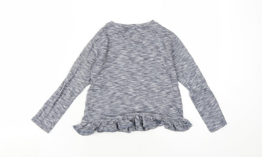 NEXT Girls Blue Cotton Basic T-Shirt Size 7 Years Round Neck Pullover