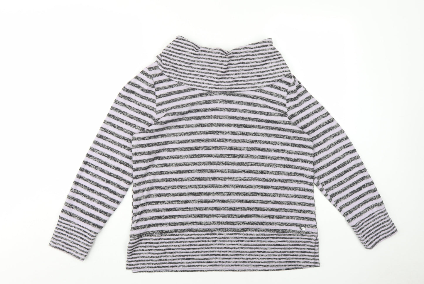 TIGI Womens Purple Roll Neck Striped Viscose Pullover Jumper Size 14