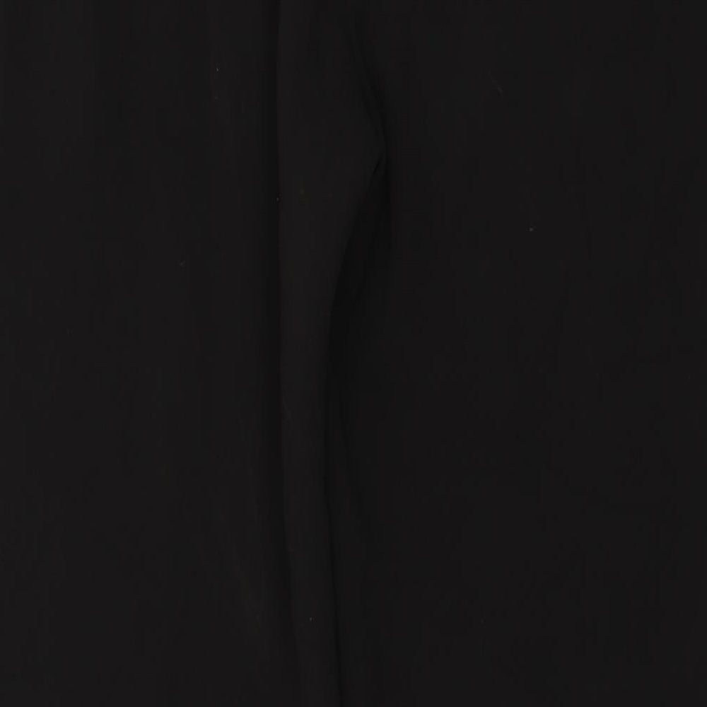 ICHI Womens Black Polyester Trousers Size 8 L30 in Regular Hook & Eye