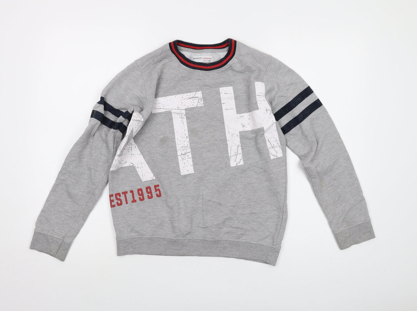 Minoti Boys Grey Cotton Pullover Sweatshirt Size 12-13 Years Pullover