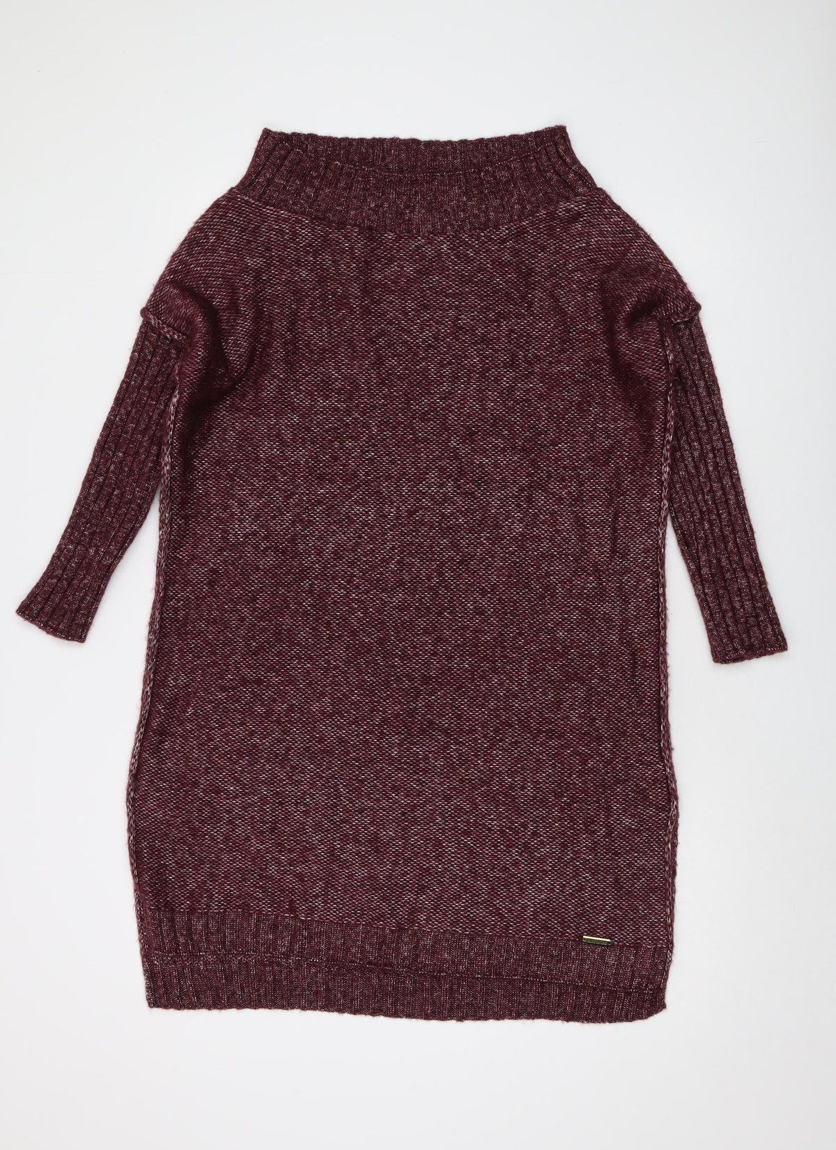 s.Moris Womens Red Square Neck Acrylic Tunic Jumper One Size