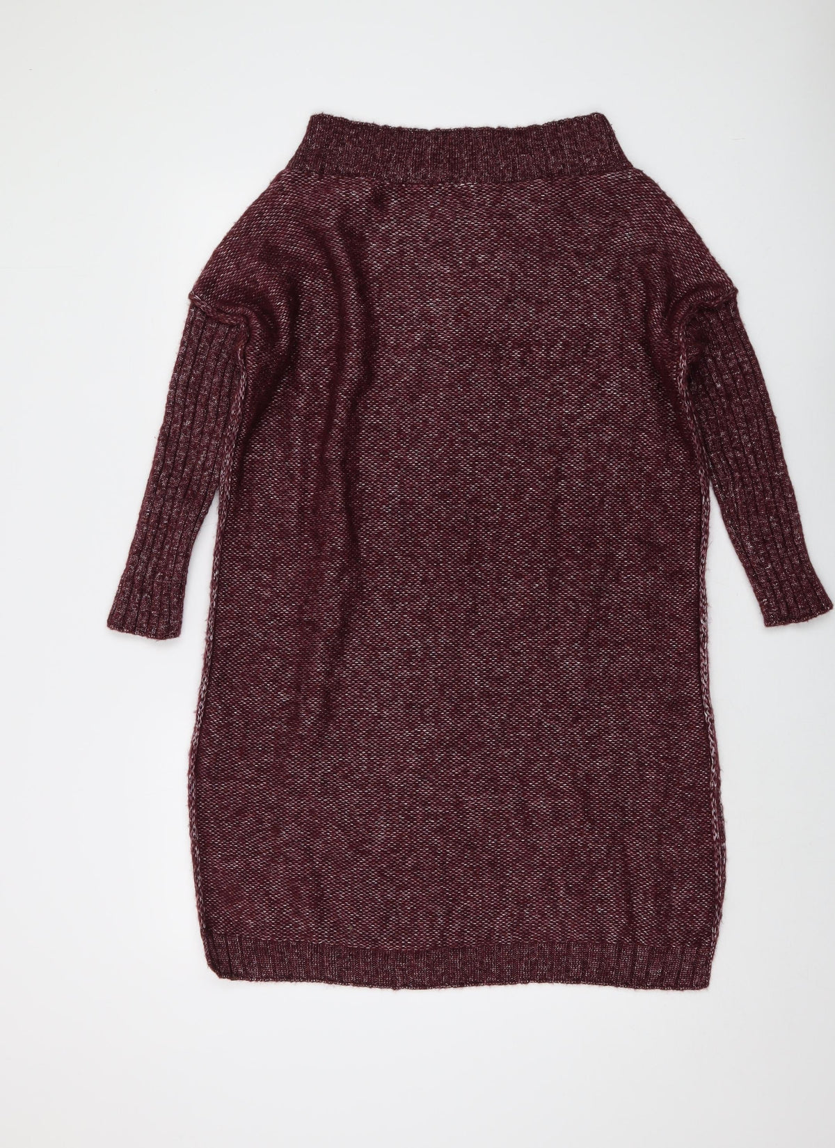 s.Moris Womens Red Square Neck Acrylic Tunic Jumper One Size