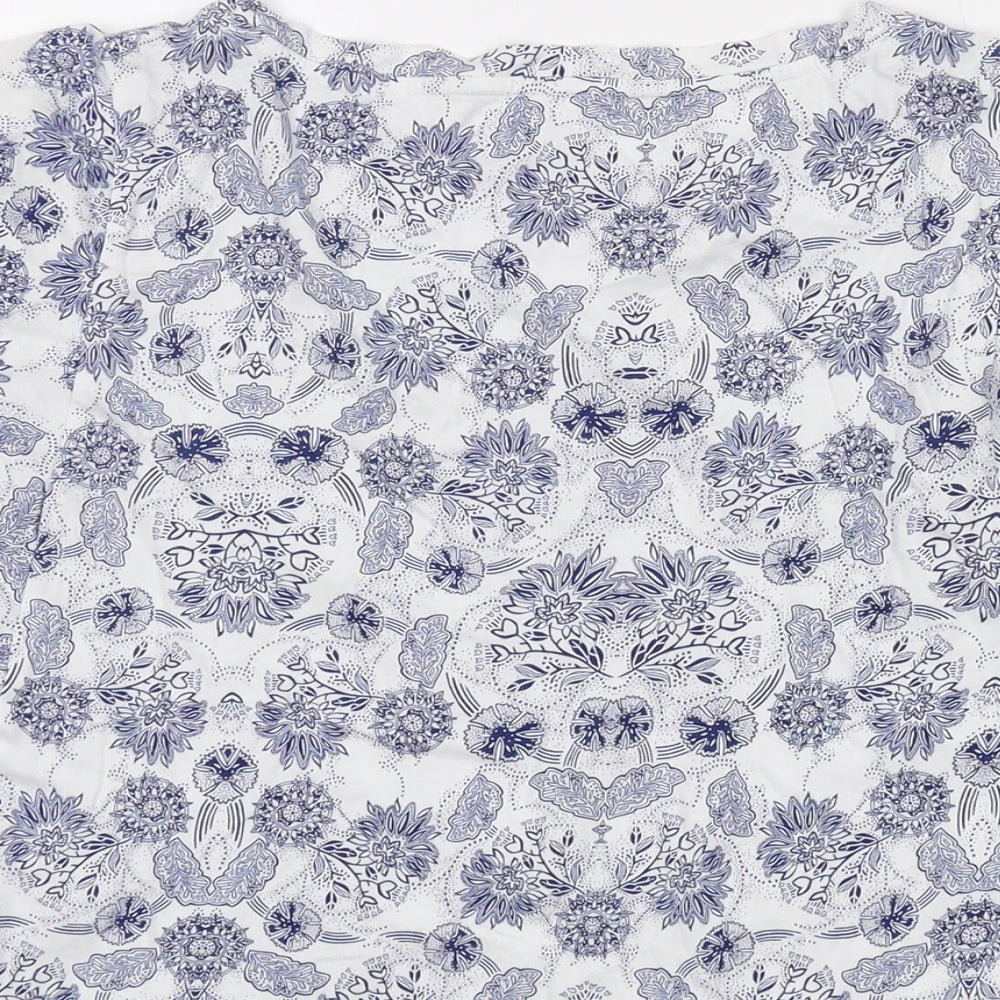 Gap Womens Blue Geometric Cotton Basic T-Shirt Size XS Round Neck