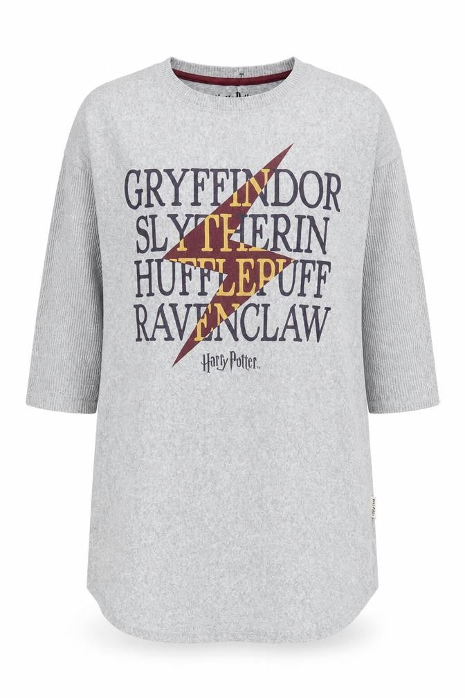 Front view of Harry Potter Grey Nightshirt with 3/4 Sleeves, size 12