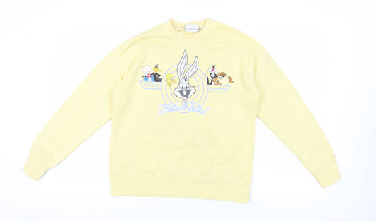 Looney Tunes Yellow XS Graphic Print Sweatshirt