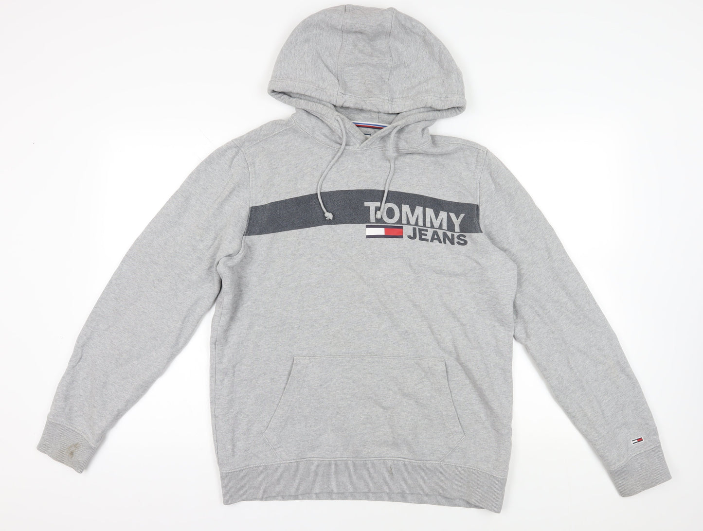 Tommy Jeans Grey Logo Pullover Hoodie Size L