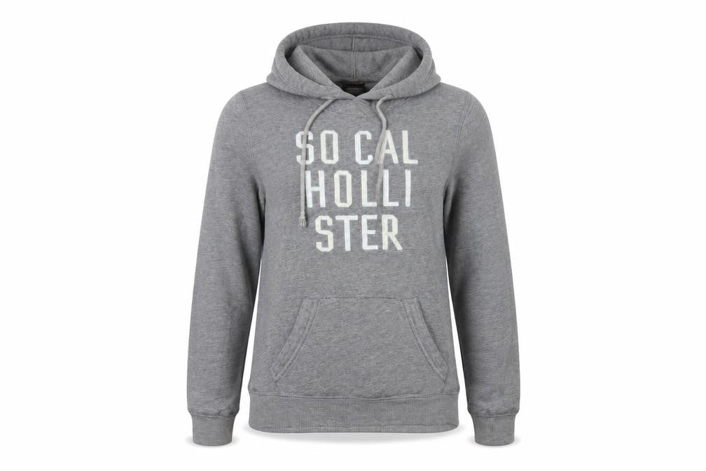 Unisex Adults UK M Regular Hollister Grey Pullover Hoodie