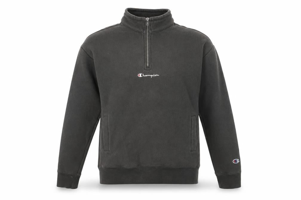 Unisex Adults UK XS Regular Champion Black 1/4 Zip Sweatshirt