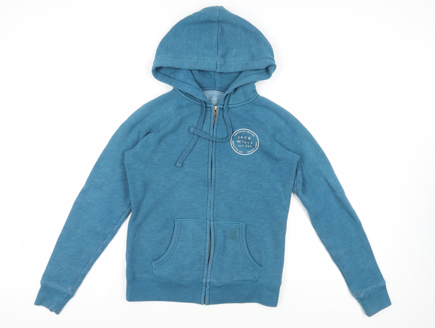 Jack Wills Blue Full Zip Hoodie, Unisex, Logo Accent