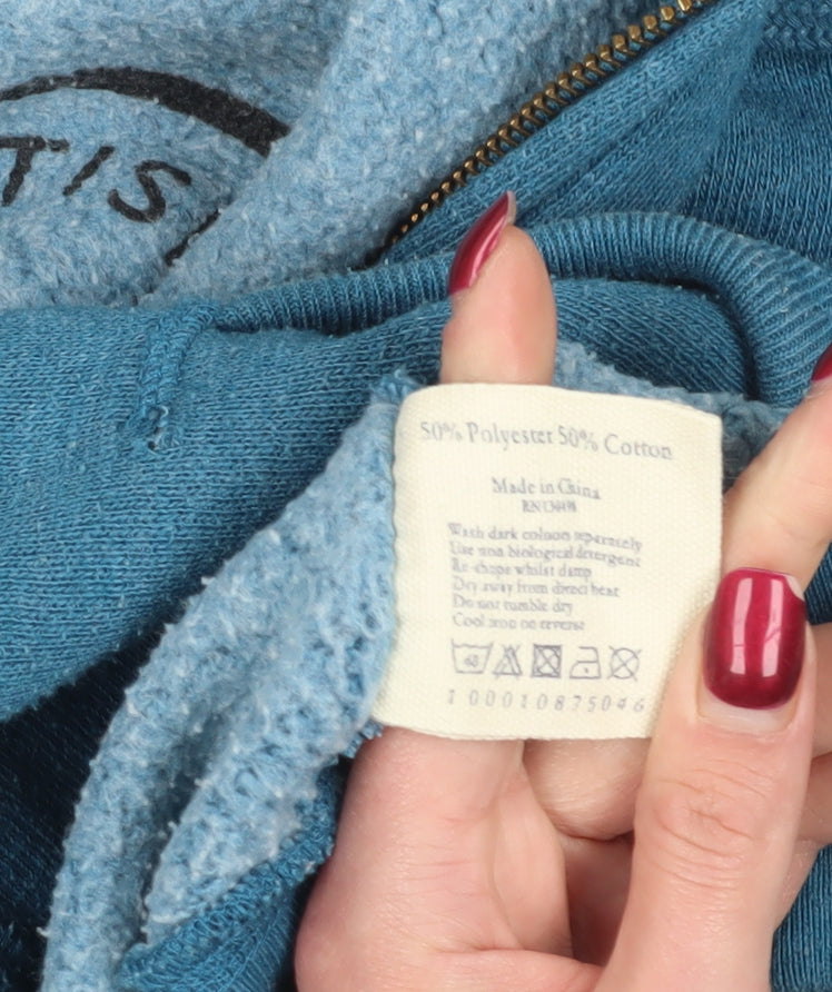 Jack Wills Blue Full Zip Hoodie, Unisex, Logo Accent