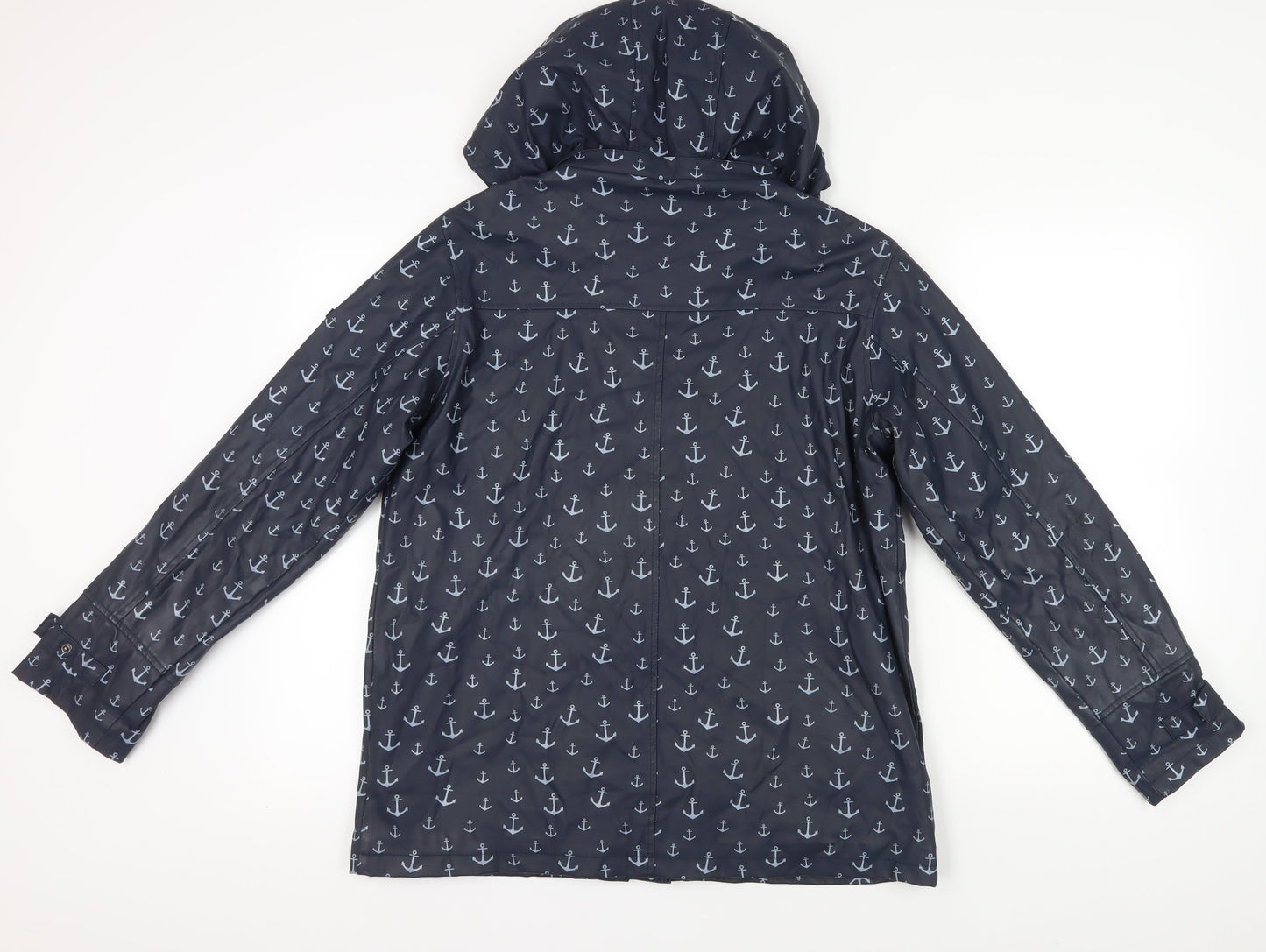 Batela Blue Nautical Print Rain Jacket, Size 16