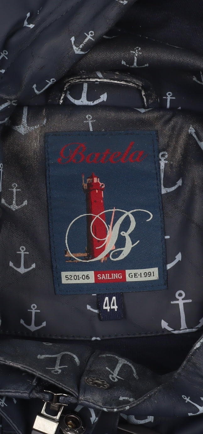 Batela Blue Nautical Print Rain Jacket, Size 16