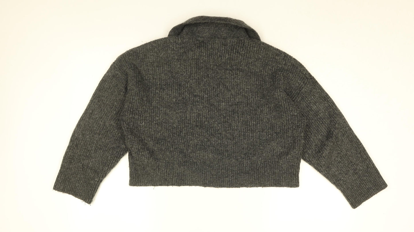 Pimkie Womens Grey Collared Acrylic Pullover Jumper Size S