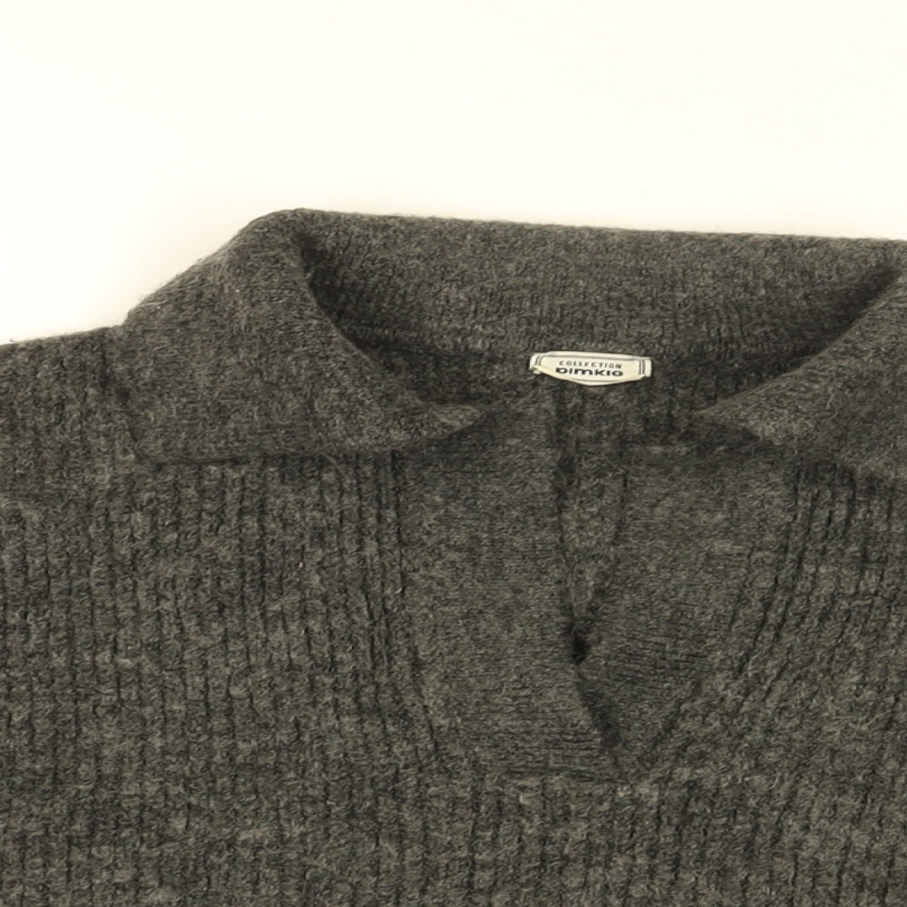 Pimkie Womens Grey Collared Acrylic Pullover Jumper Size S