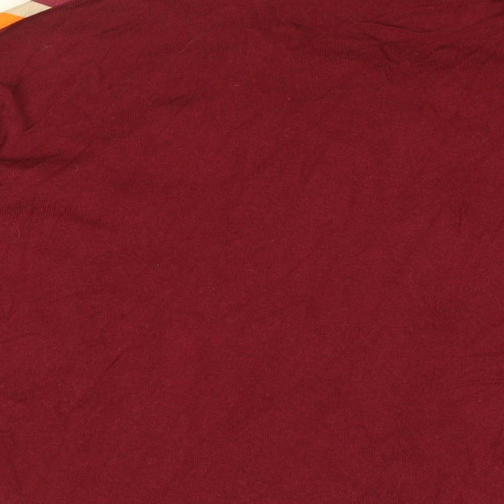 United Colors of Benetton Womens Red Striped Polyester Basic Blouse Size M Round Neck