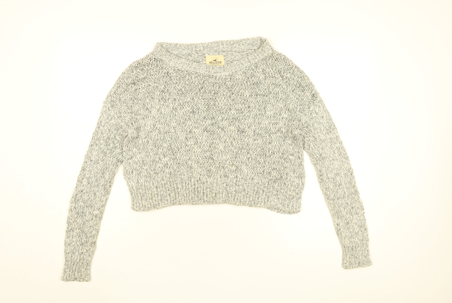 Hollister Womens Grey Round Neck Cotton Pullover Jumper Size XS