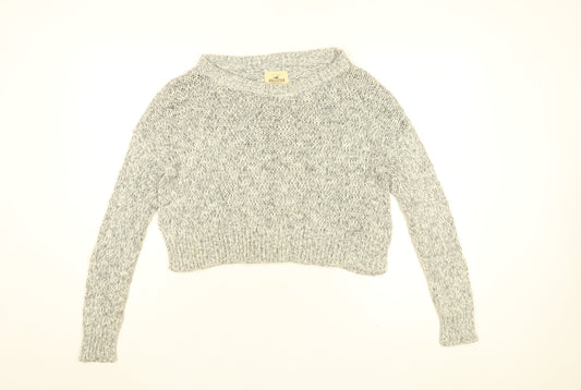 Hollister Womens Grey Round Neck Cotton Pullover Jumper Size XS