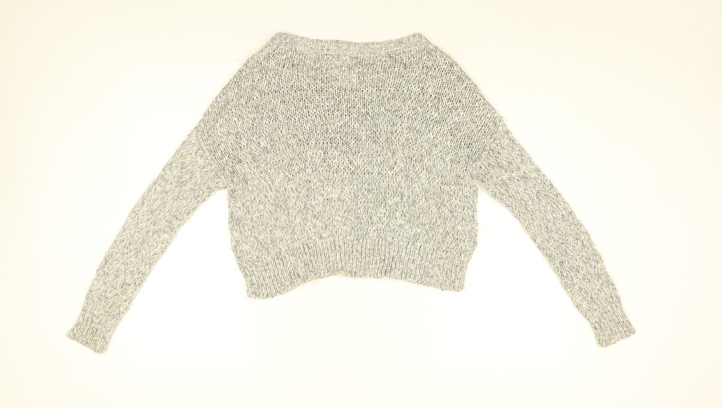 Hollister Womens Grey Round Neck Cotton Pullover Jumper Size XS