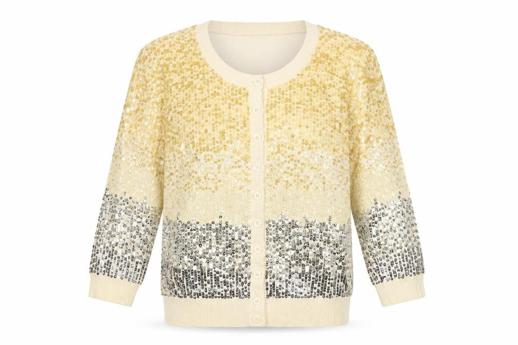 PINKO Womens White Round Neck Cotton Cardigan Jumper Size S - Sequin Detail