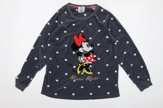Disney Womens Grey Polka Dot Polyester Basic T-Shirt Size S Crew Neck - Minnie Mouse