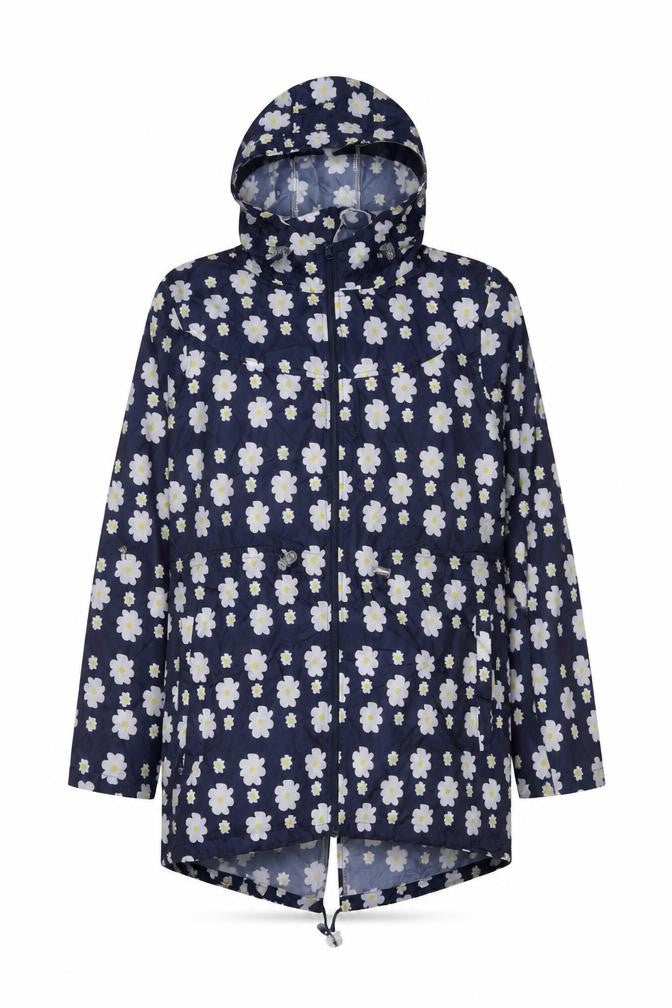 Urban Essentials Womens Blue Floral Parka Coat Size M Zip