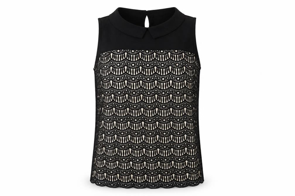 Principles Womens Black Polyester Basic Tank Size 8 Collared