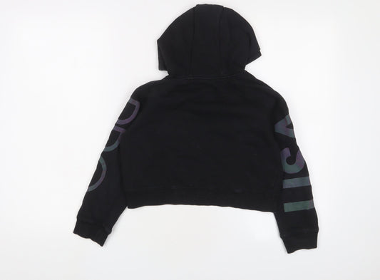 USA Pro Girls Black Cotton Pullover Hoodie Size 9-10 Years Pullover - Logo