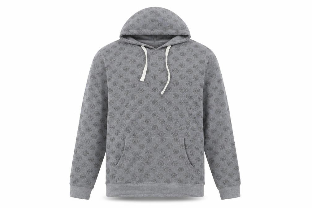 Johnny Cotton Mens Grey Geometric Polyester Pullover Hoodie Size M