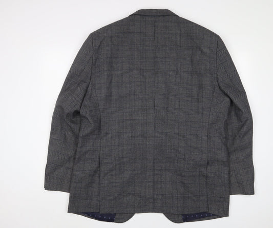 Brook Taverner Mens Grey Plaid Polyester Jacket Suit Jacket Size 48 Regular