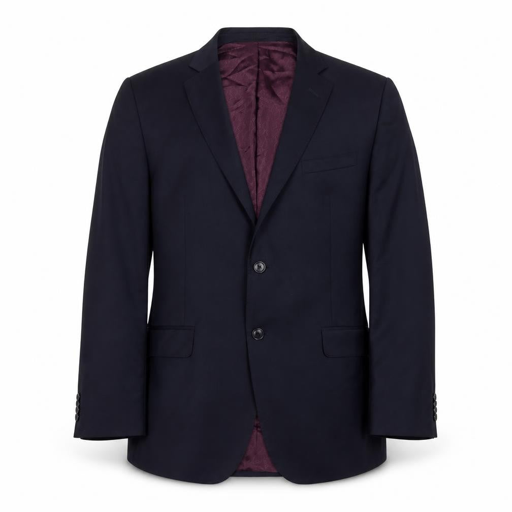 Front view of Alexandre of England men’s blue wool jacket suit jacket, size 42, regular