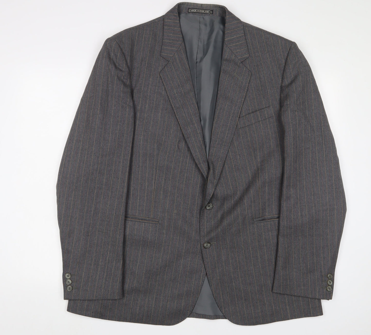 Charles Barker Mens Grey Striped Polyester Jacket Suit Jacket Size 44 Regular