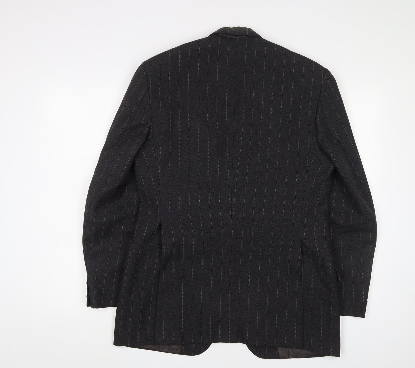 Burton Mens Grey Striped Polyester Jacket Suit Jacket Size 38 Regular
