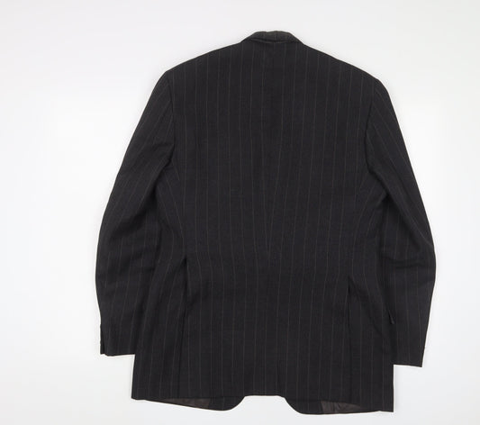 Burton Mens Grey Striped Polyester Jacket Suit Jacket Size 38 Regular