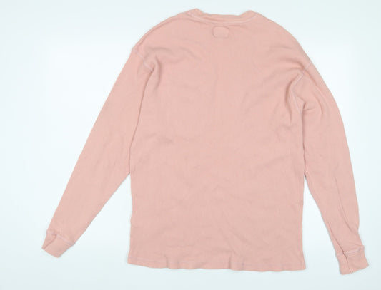 Long Gone Mens Pink Crew Neck Cotton Pullover Jumper Size XL Long Sleeve - Logo, Embroidered