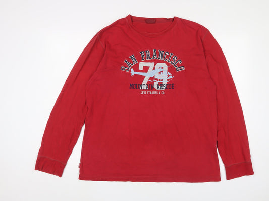 Levi's Mens Red Cotton T-Shirt Size L Crew Neck - San Francisco
