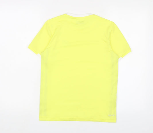 Lotto Mens Yellow Polyester Basic T-Shirt Size M Crew Neck Pullover - Logo