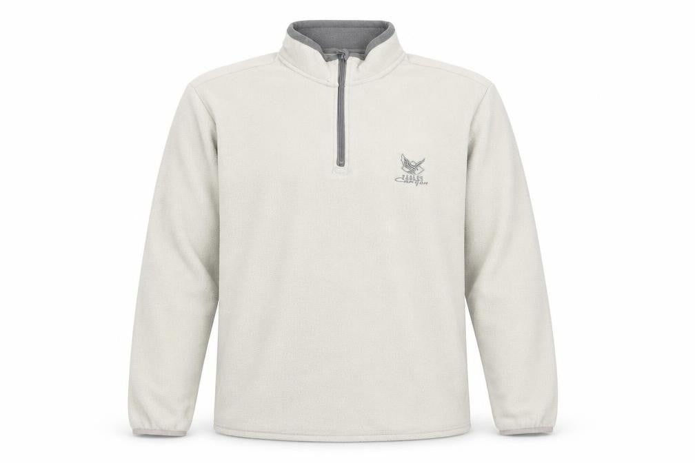 Front view of Atlas men’s beige polyester pullover sweatshirt, size M, - logo, embroidered