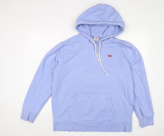 Levi's Mens Blue Cotton Pullover Hoodie Size L - Logo, Embroidered