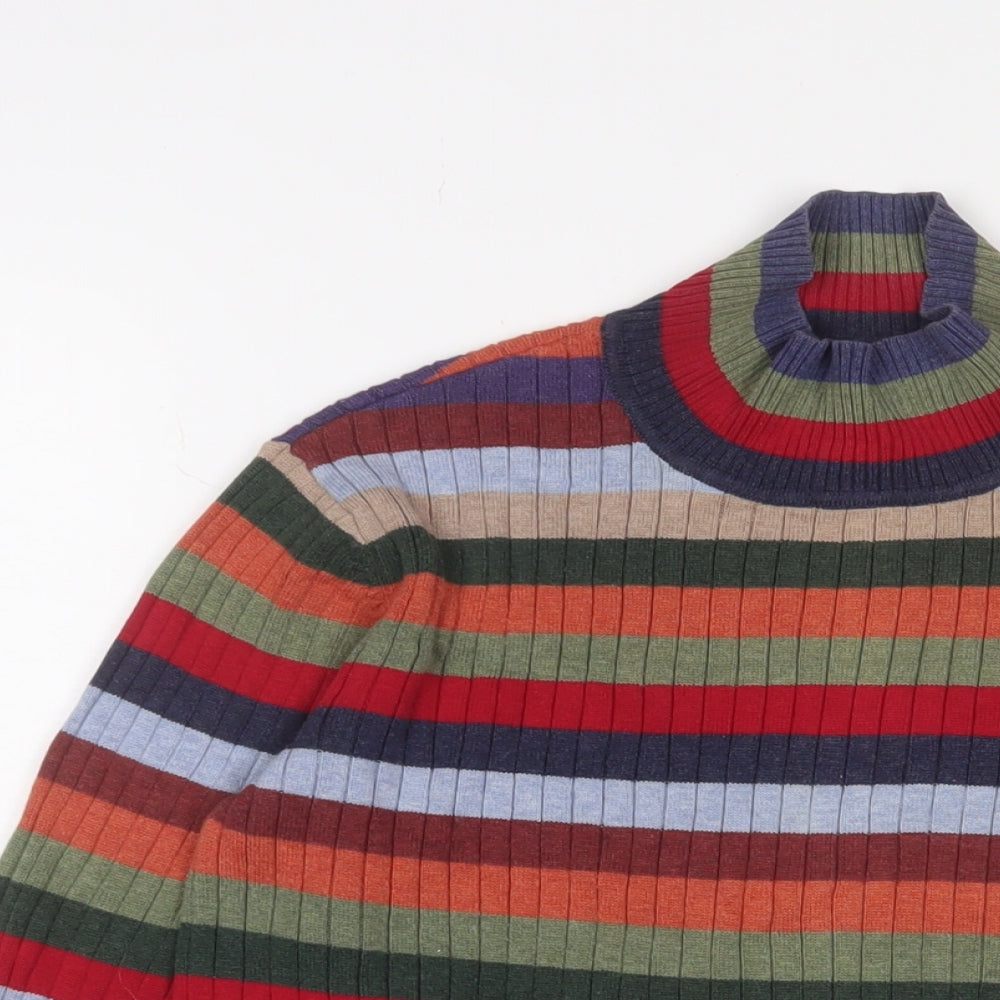 Talbots Womens Multicoloured High Neck Striped Cotton Pullover Jumper Size 8 - Stretch